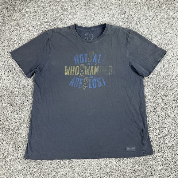 Life Is Good Shirt Mens L Gray Not All Who Wander Are Lost Classic Fit - Picture 2 of 11